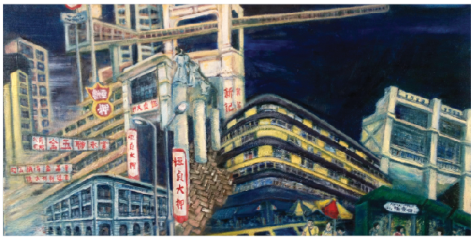 穿梭樂城 (繪畫) 油畫布本 47 x 67 厘米 2015 Travel through Merryland (Painting) Oil on canvas 47 x 67 cm 2015