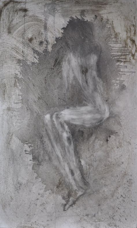 Pain 2012 Ink and sand on canvas 152 x 92 cm